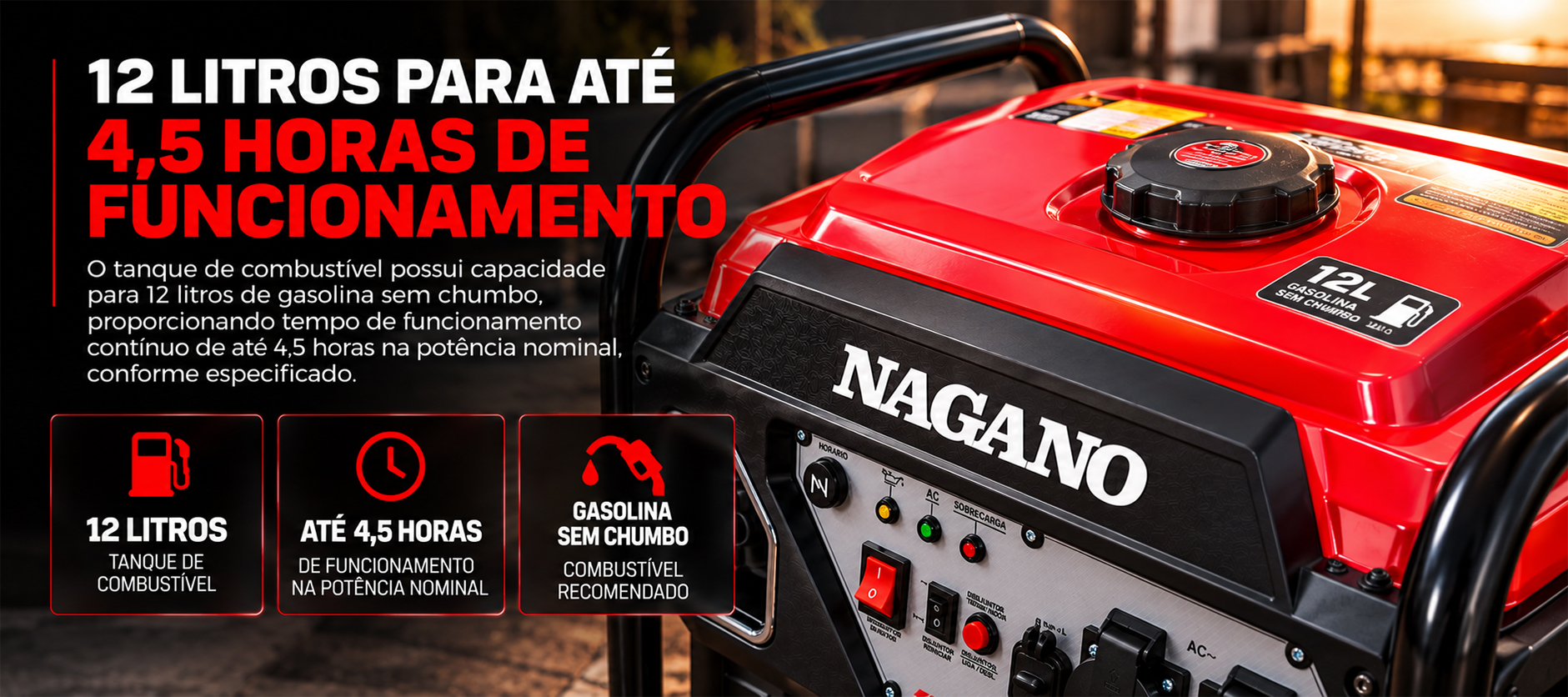 Gerador de Energia a Gasolina 6,25kVA 4T 9HP Inverter Monofásico -…